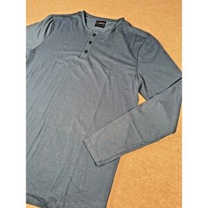 Cuts Men's Large Henley Curve Hem Fit Long Sleeve 4-Way Stretch New wo Tags Blue